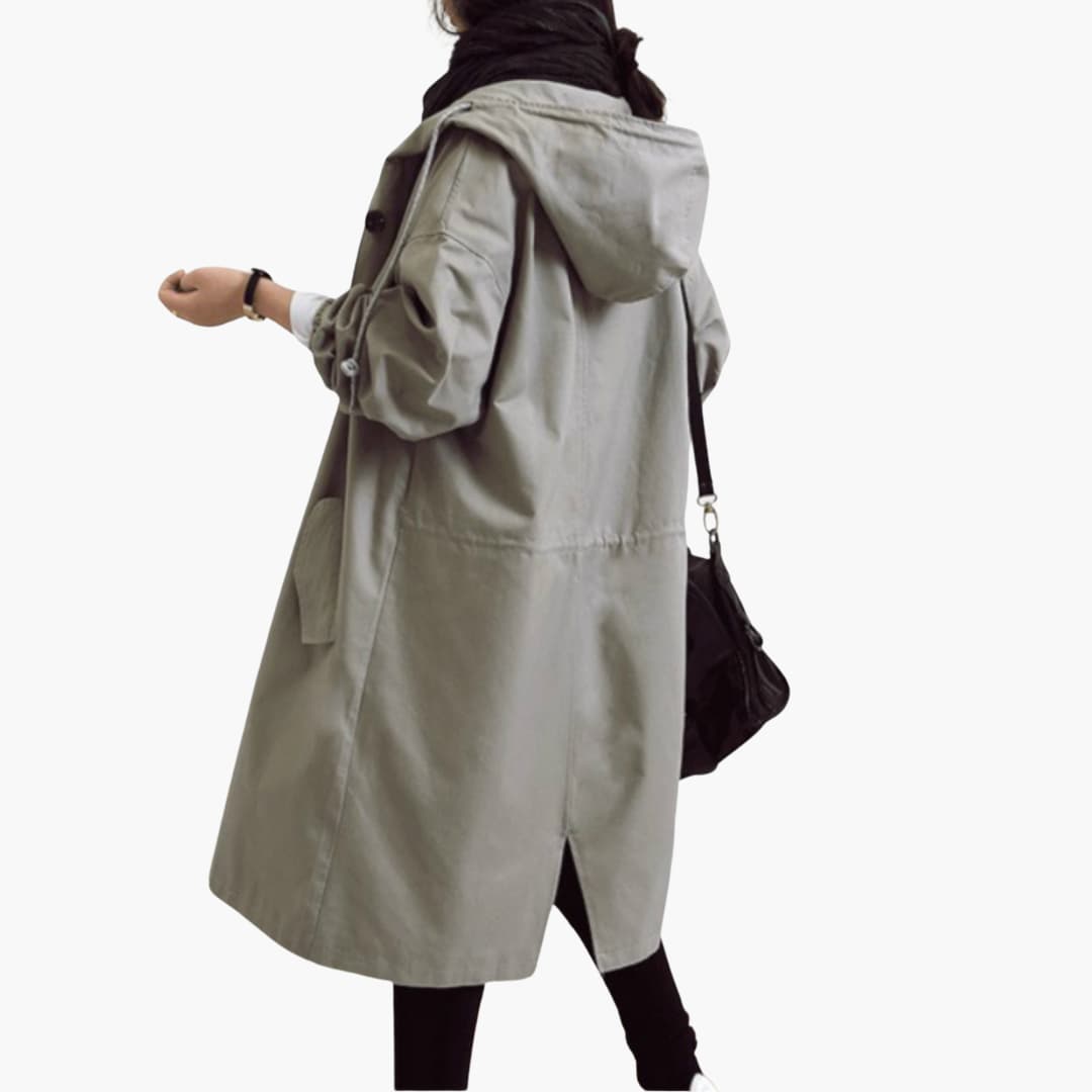 Damen Mantel mit Kapuze und Knopfleiste