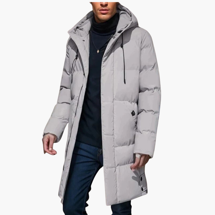 Herren Parka Jacke mit Kapuze und Frontreißverschluss