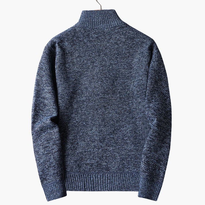 Herren pullover mit Reißverschluss am Halsausschnitt und geripptem Saum