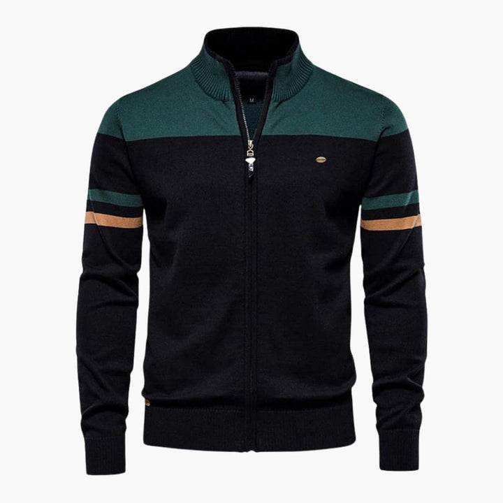 Herren Strickjacke mit Reißverschluss und geripptem Saum