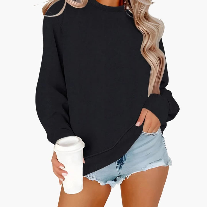 Damen Sweatshirt mit Rundhalsausschnitt und Rippbündchen