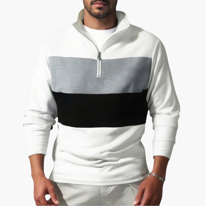 Männer Sportlicher Stehkragen Zip-Front Pullover