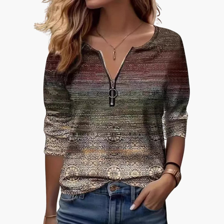 Damen Zip-Up Pullover mit strukturiertem Design trendy und praktisch