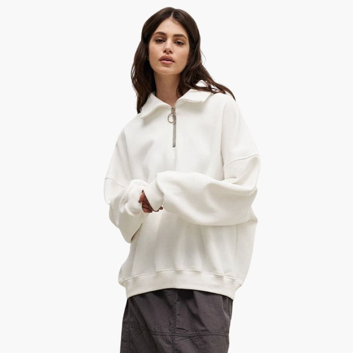 Damen Zip-Front Hoher Kragen Pullover Stilvoll