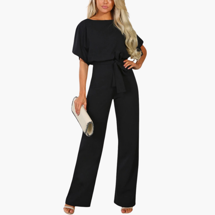 Eleganter Jumpsuit mit weitem Bein für Damen – mit Bindegürtel