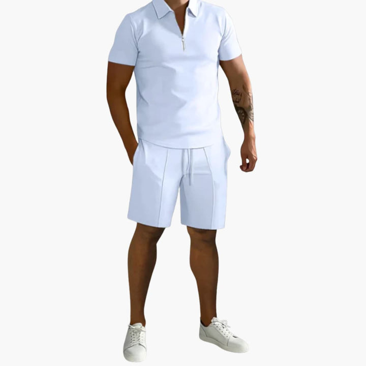 Herren Sommer-Zweiteiler mit Half-Zip-Shirt und Shorts