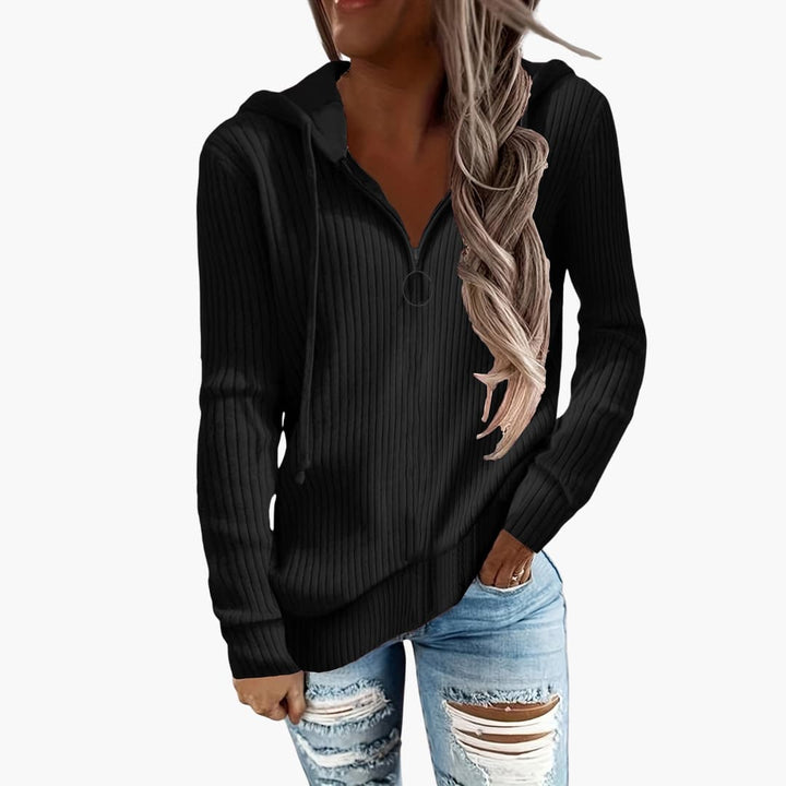 Rippstrick Zip Up Hoodie für Damen