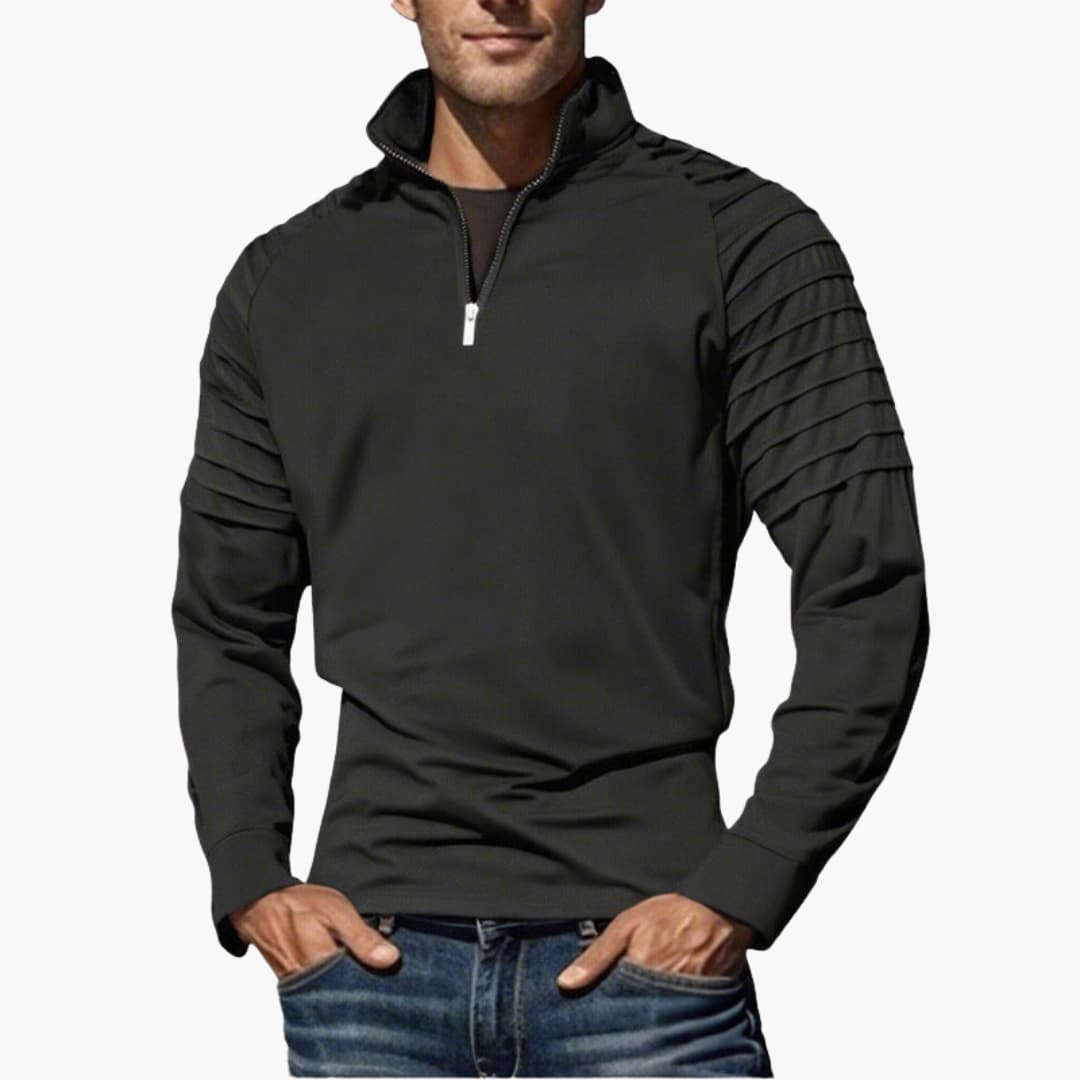 Herren Halbzips Pullover mit geripptem Design und Reißverschluss