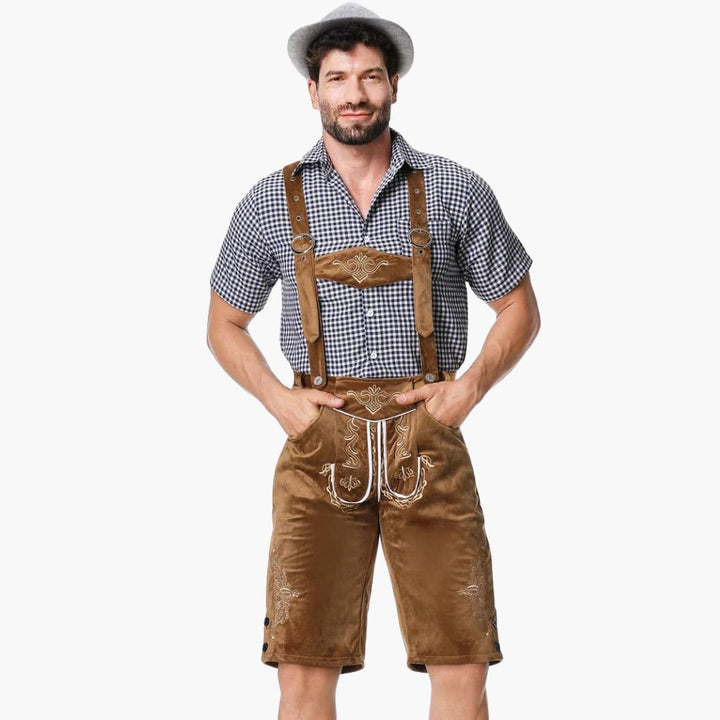 Herren Trachtenhose mit Hosenträgern und Stickereien