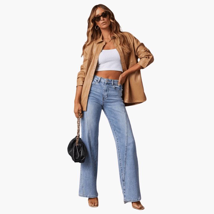 Bequeme gestreifte Jeans für Frauen - SchmiedeMode