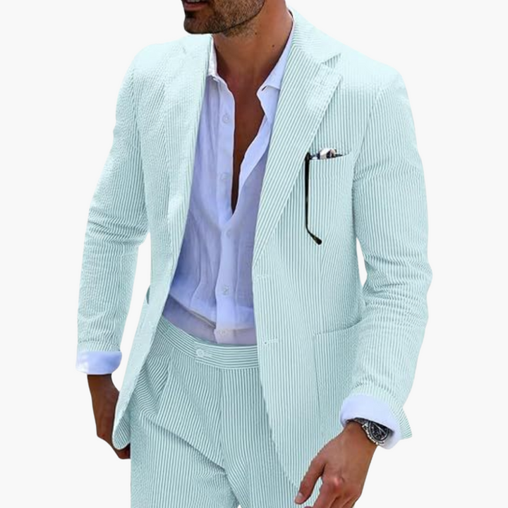 Herren Sommeranzug zweiteilig mit Nadelstreifen und Slim Fit