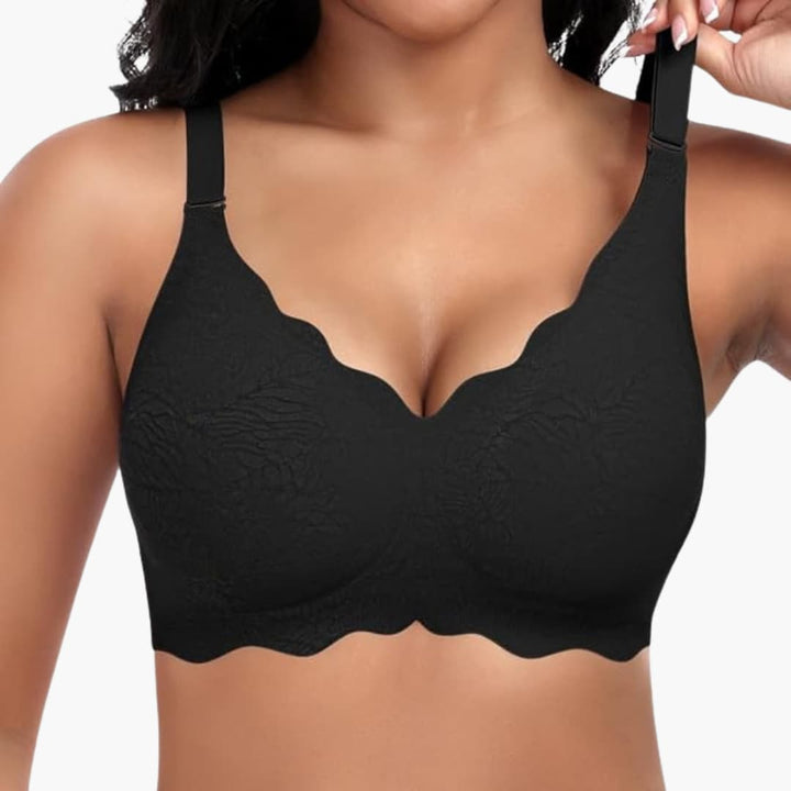 Damen bügelloser BH mit V-Ausschnitt und Spitzendetails