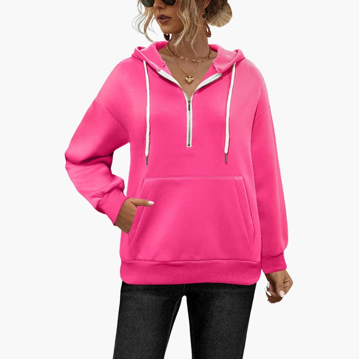 Damen Hoodie mit Halbzipper und Kängurutasche
