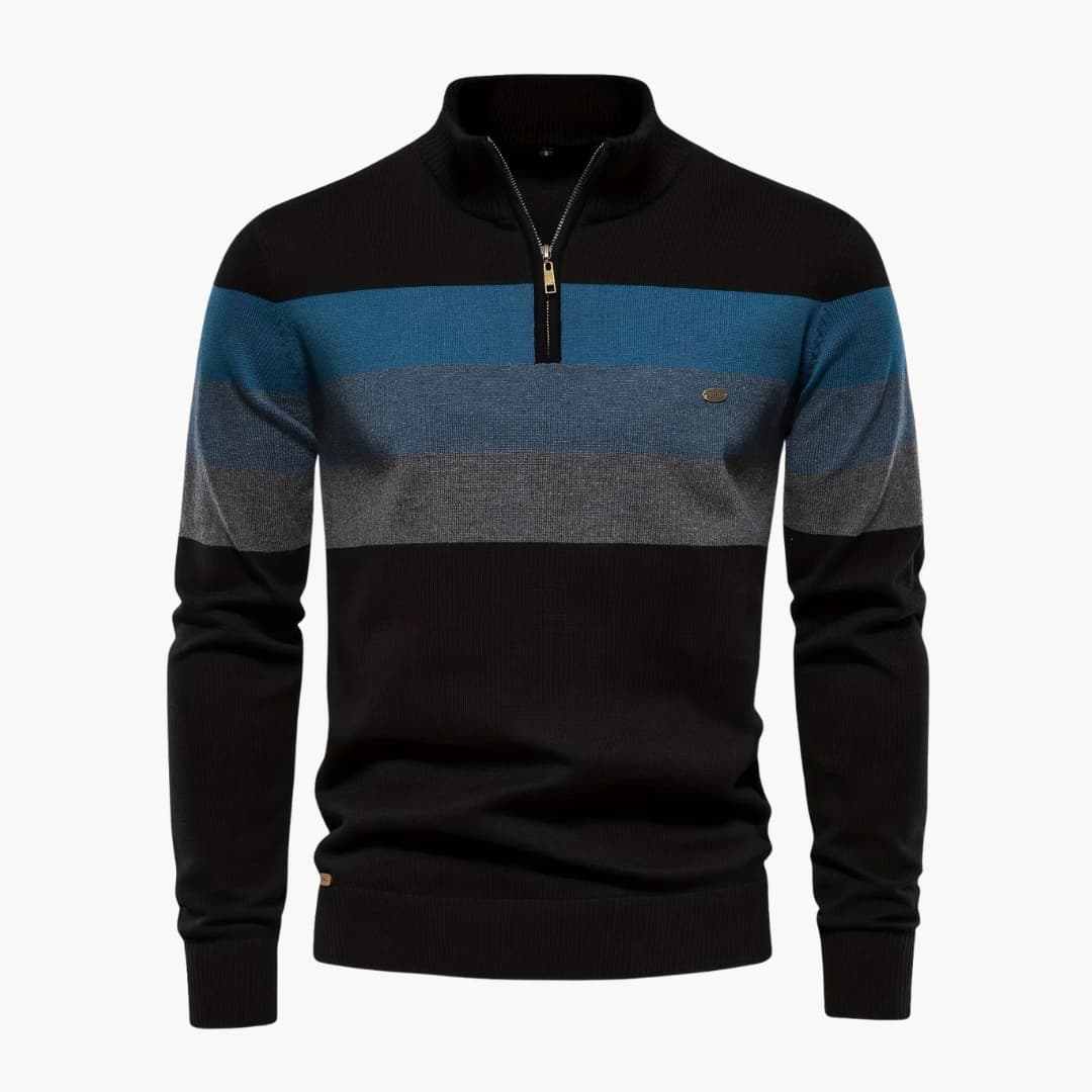 Herren pullover mit halbem Reißverschluss und gestreifter Oberfläche