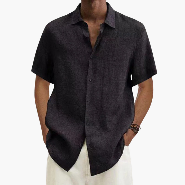 Männer Kurzarm Hemd – Leinen Button-Up Shirt für den Sommer