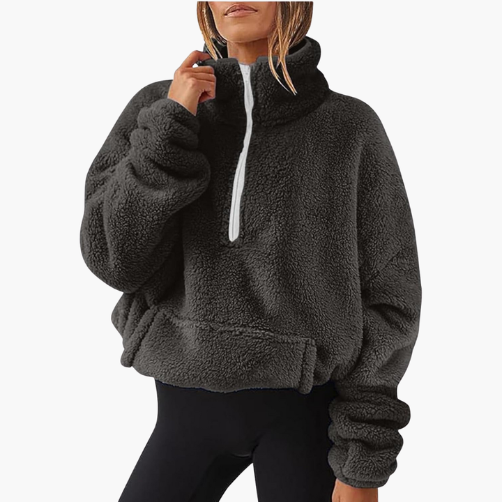 Fleece Pullover für Damen mit halbem Reißverschluss