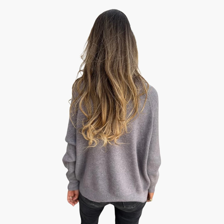 Damen Pullover mit V-Ausschnitt und Reißverschluss-Detail