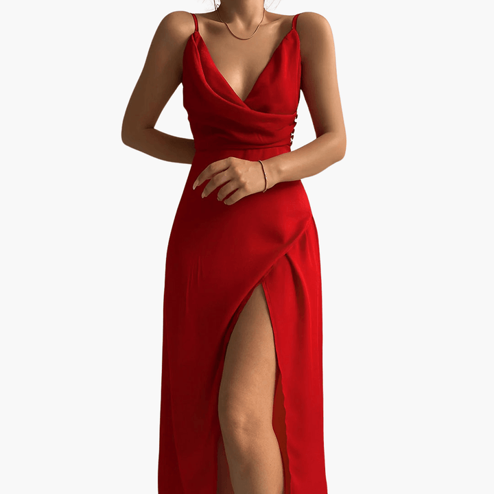 Abend Maxikleid mit Schlitz für Damen – elegant & sexy Look - SchmiedeMode