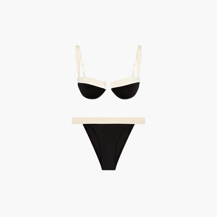 Damen Bikini Set mit Bügelträgern und hochgeschnittenem Slip