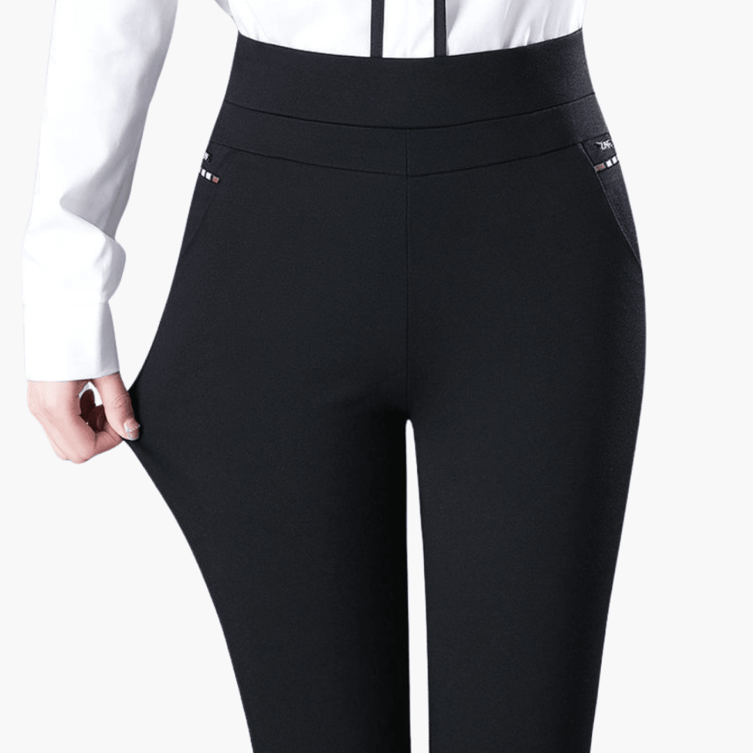 Bequeme Stretch-Hose mit hoher Taille für Frauen - SchmiedeMode
