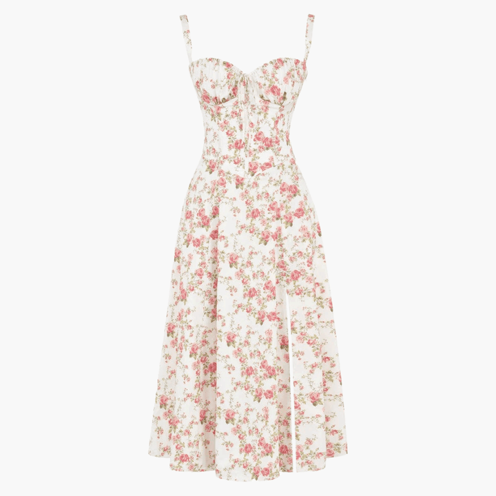 Elegantes trägerloses Kleid mit Blumenmuster für Frauen - SchmiedeMode