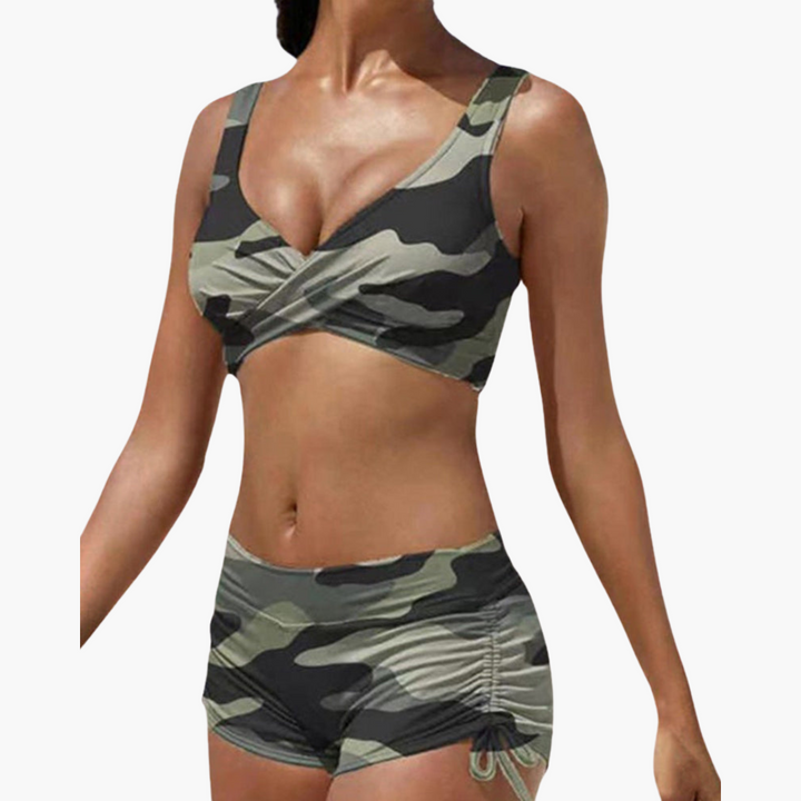 Twist-Bikini-Top mit Shorts - Damen Zweiteiler für den Sommer