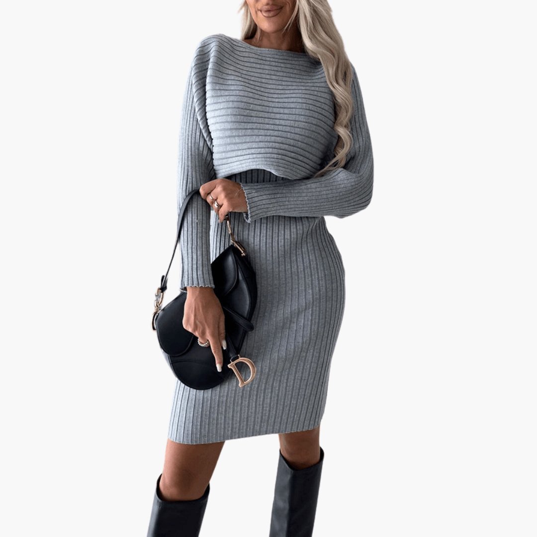 Bequemes langärmeliges Minikleid-Set für Frauen - SchmiedeMode