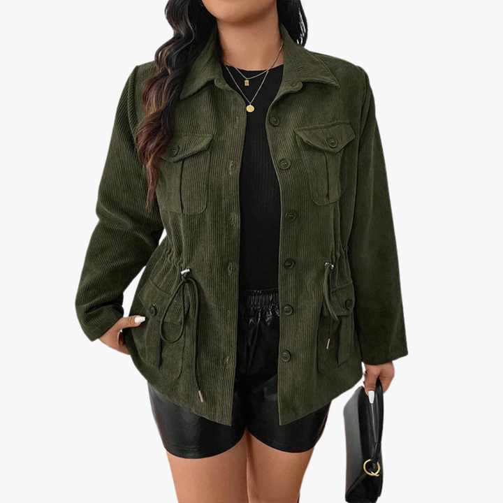 Damen Cordjacke mit Taillenzug