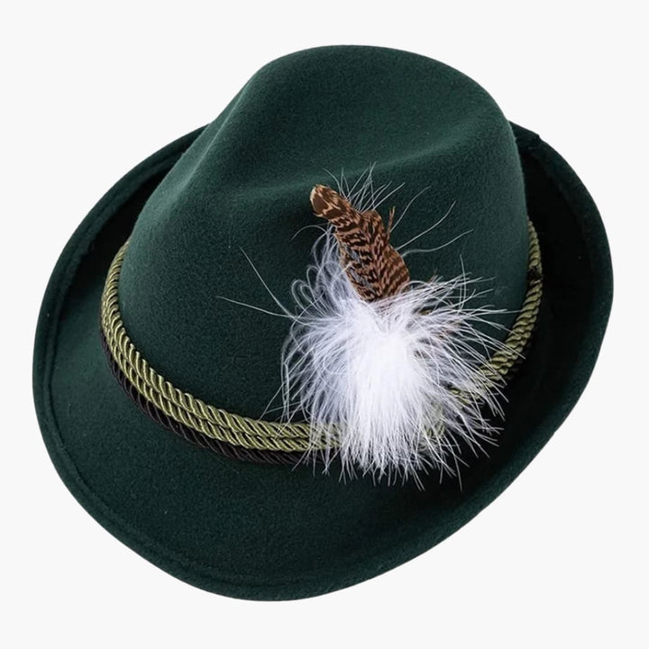 Unisex Bayernhut mit Feder und geflochtenem Band