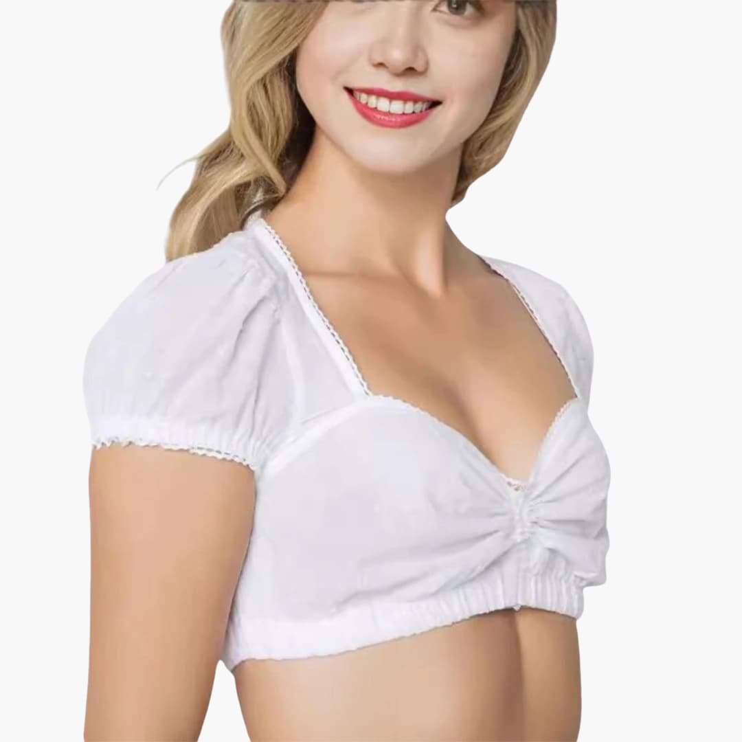 Kurzarm Dirndl Bluse für Damen - Oktoberfest 2025