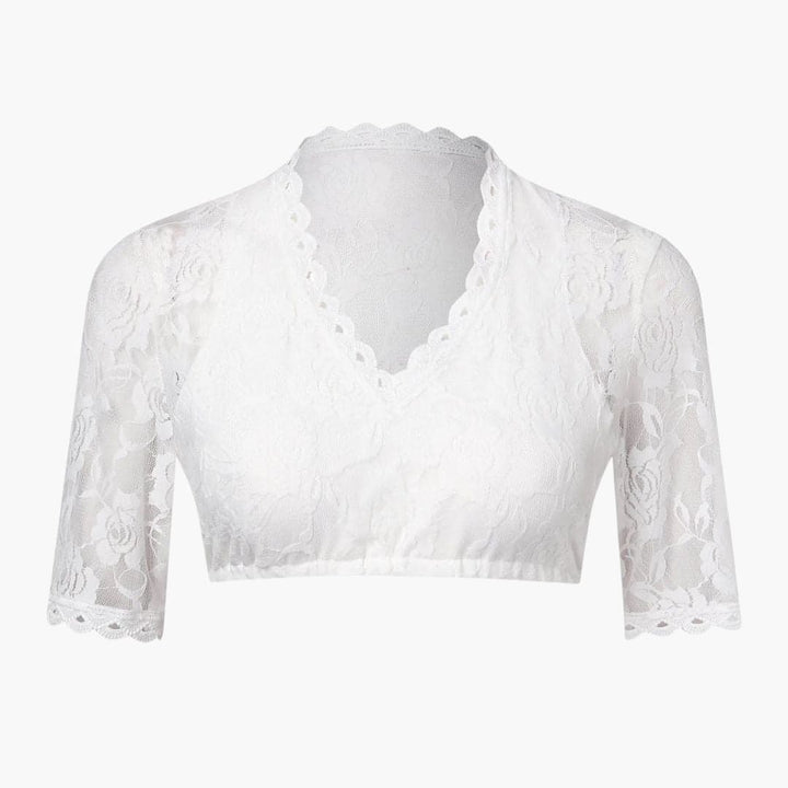 Spitzen V-Ausschnitt Dirndl bluse für Damen - Oktoberfest 2025