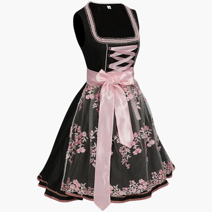 Besticktes Dirndl Kleid mit Satinband für Damen - Oktoberfest 2025