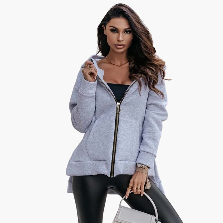 Damen Hoodie mit Reißverschluss und Fronttaschen
