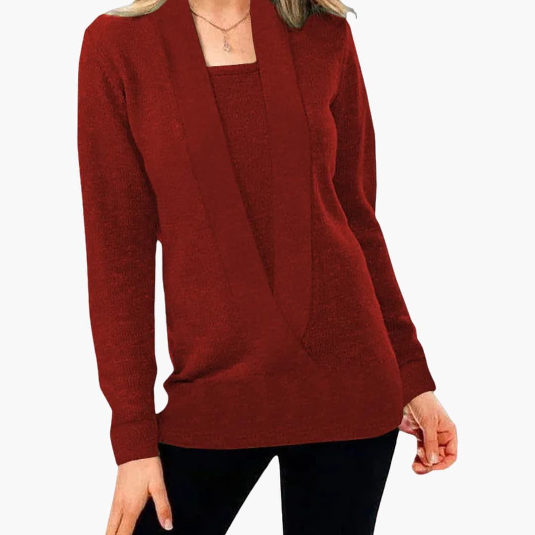 Damen pullover mit tiefem V-Ausschnitt und langen Ärmeln