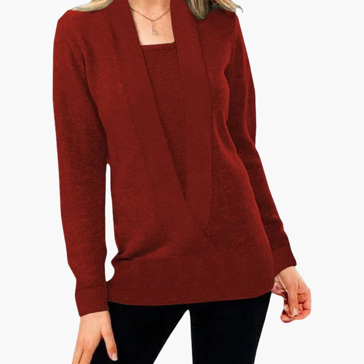 Damen pullover mit tiefem V-Ausschnitt und langen Ärmeln