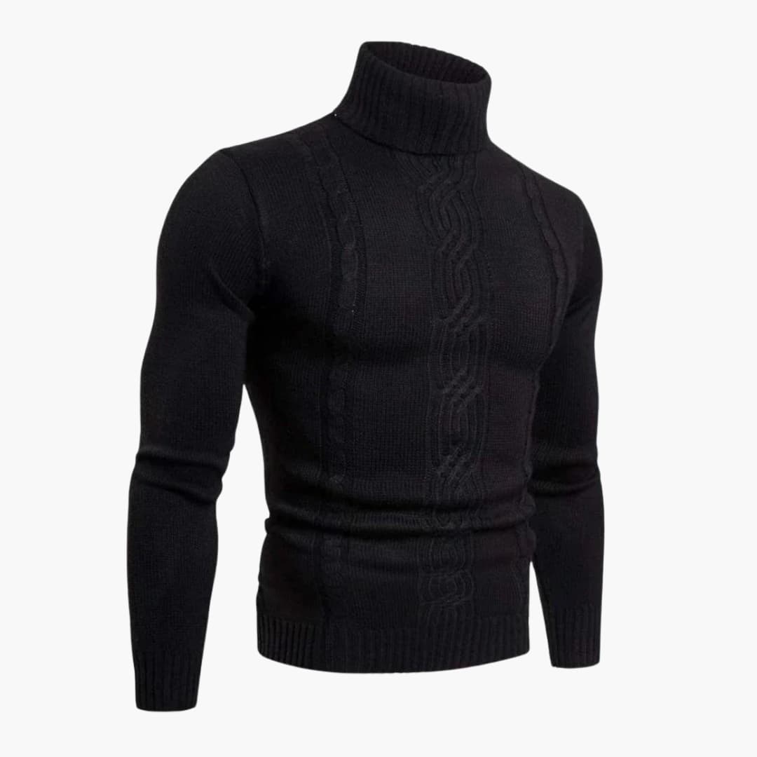 Herren pullover mit Rollkragen und Zopfmuster