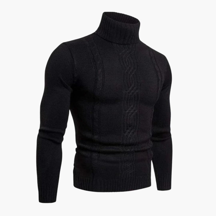 Herren pullover mit Rollkragen und Zopfmuster