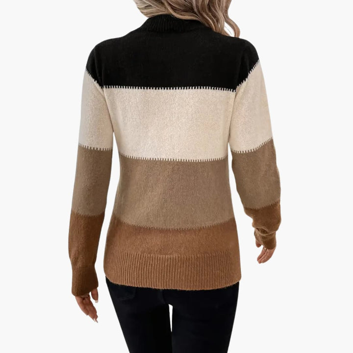 Damen pullover mit Rundhalsausschnitt und Colorblock-Design