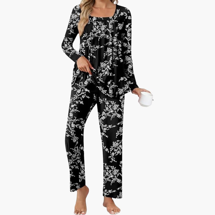 Damen Pyjama Set mit langen Ärmeln und Sternenmuster
