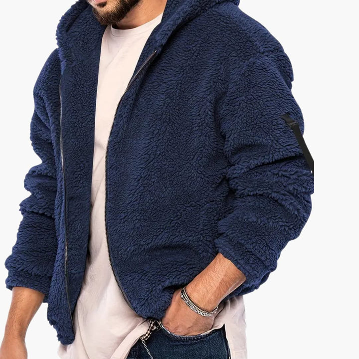 Herren Teddy jacke mit Reißverschluss und langen Ärmeln