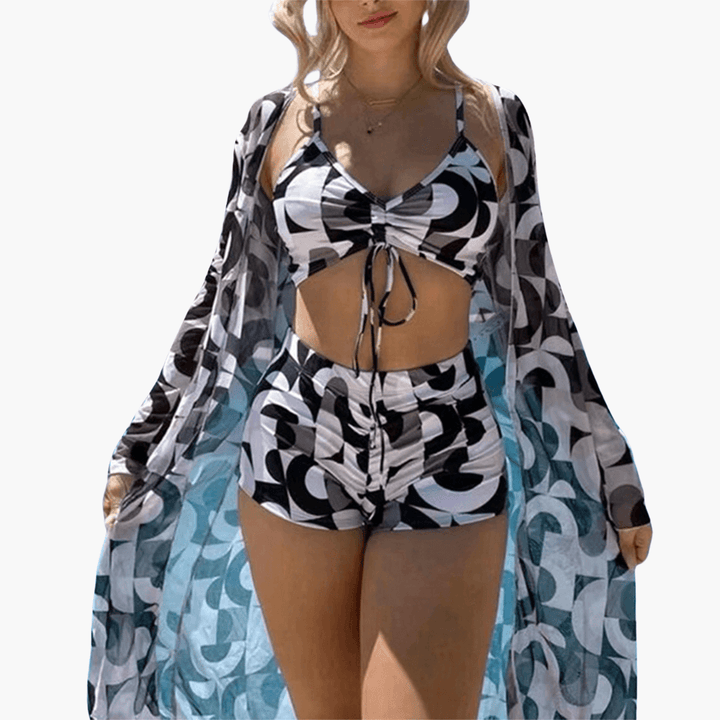 Elegantes dreiteiliges Badeanzug-Set für Frauen - SchmiedeMode