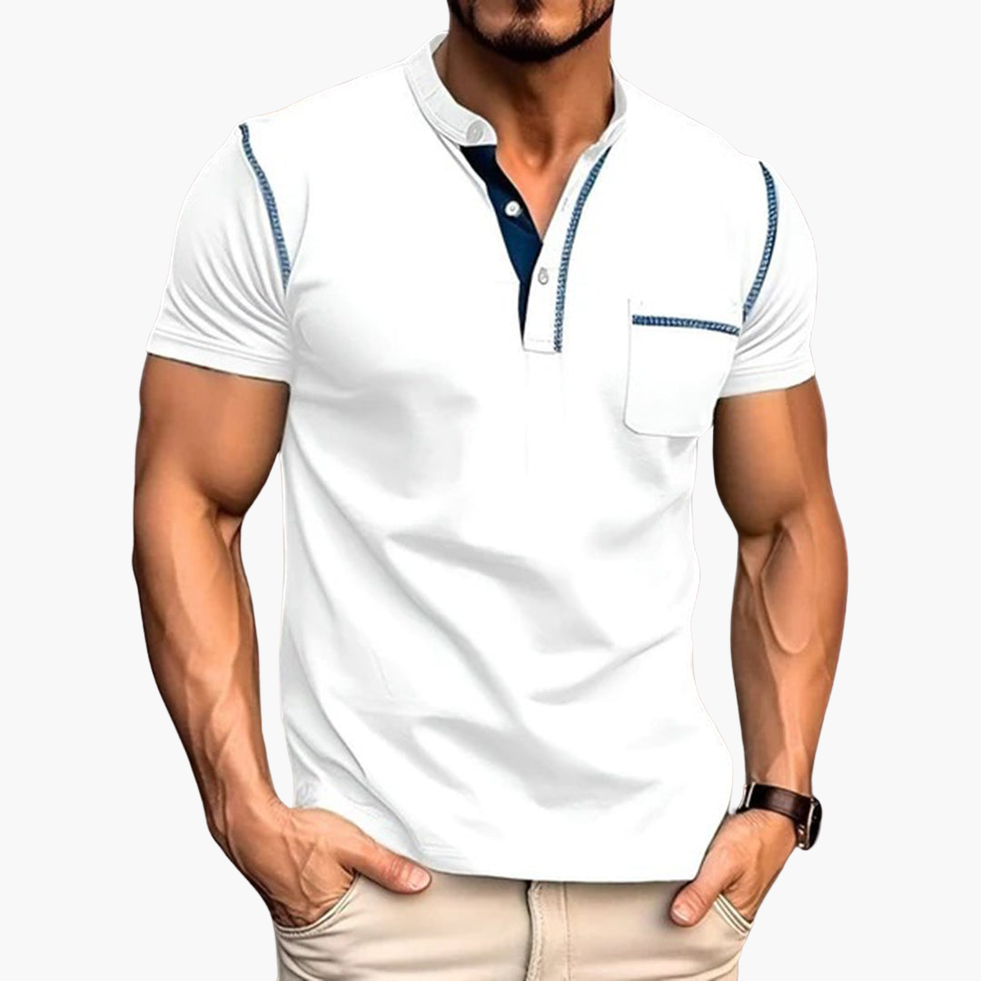 Henley T-Shirt für Männer – Kurzarm mit Brusttasche