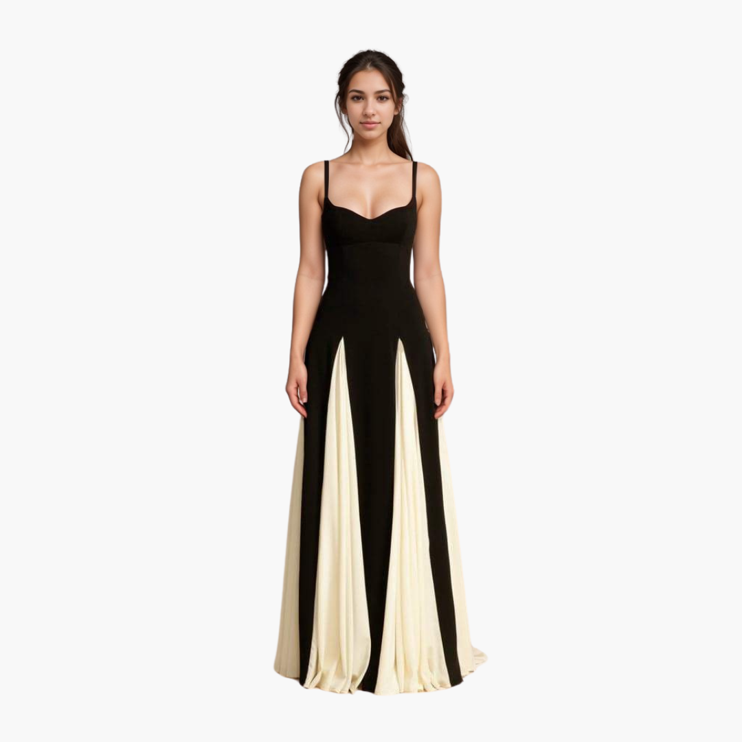 Colorblock Maxikleid für Damen – Elegant mit Herzausschnitt