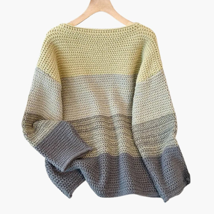 Oversize Damenpullover mit Patchwork Muster