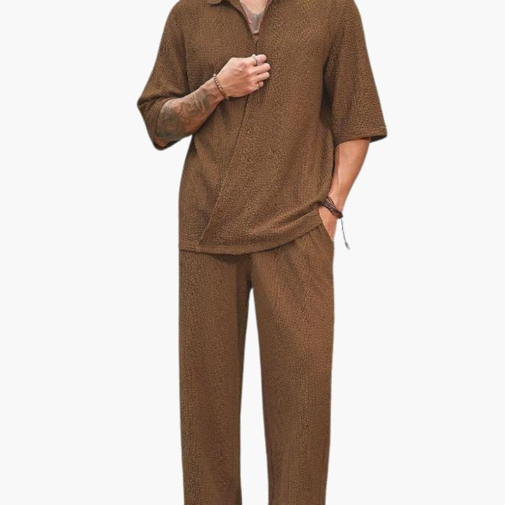 Herren Sommer Set mit Kurzarmhemd und elastischer Hose