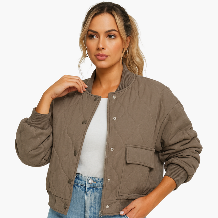 Damen Bomberjacke mit geripptem Saum und Seitentaschen