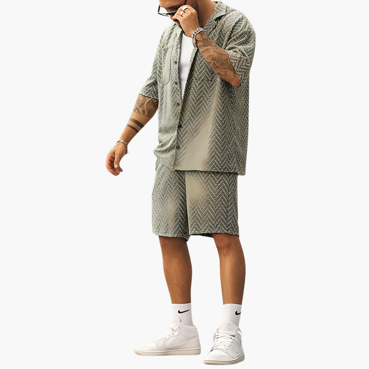 Herren Sommer Zweiteiler mit kurzen Ärmeln und Kragen