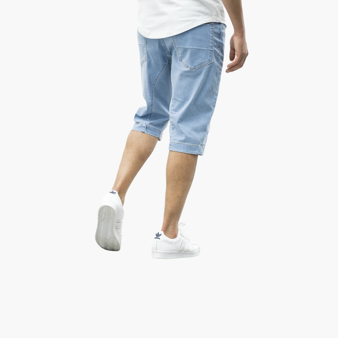 Herren Sommer Bermuda Shorts aus Denim mit Umschlag und Reißverschluss