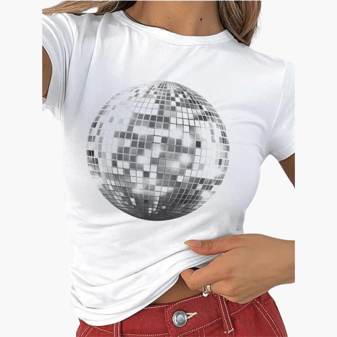 Trendiges Glitzerball-T-Shirt für Damen - SchmiedeMode
