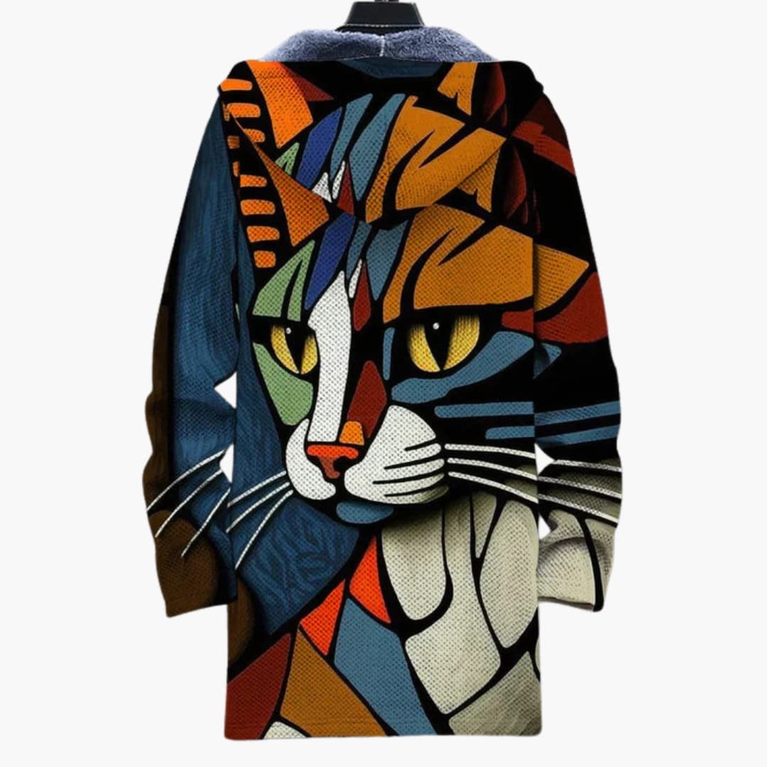 Kapuzen Sweatshirt mit Reißverschluss und Katzen Design für Unisex